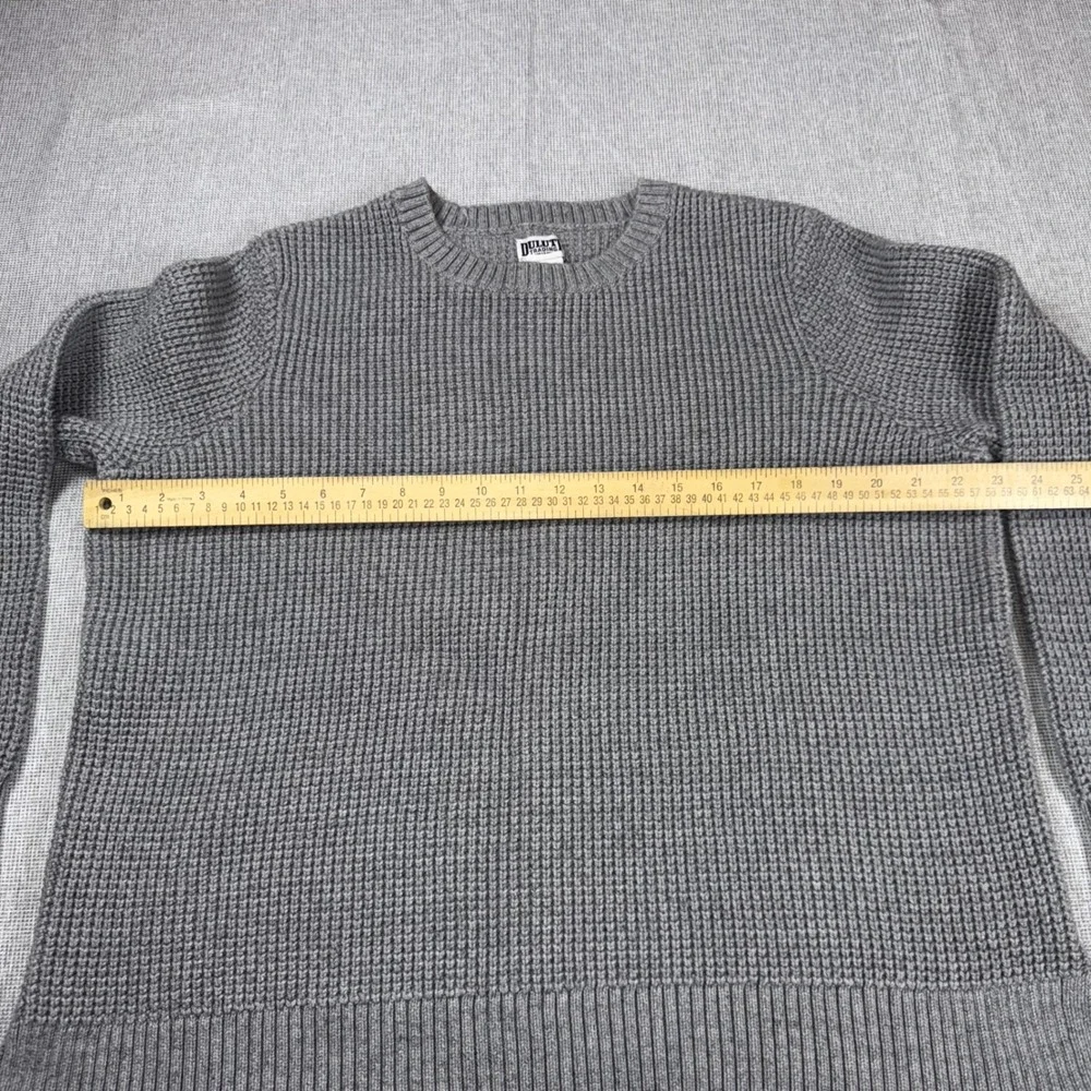 Duluth Trading Co Mens XXL Gray Waffle Knit Cotton Blend Crewneck Sweater